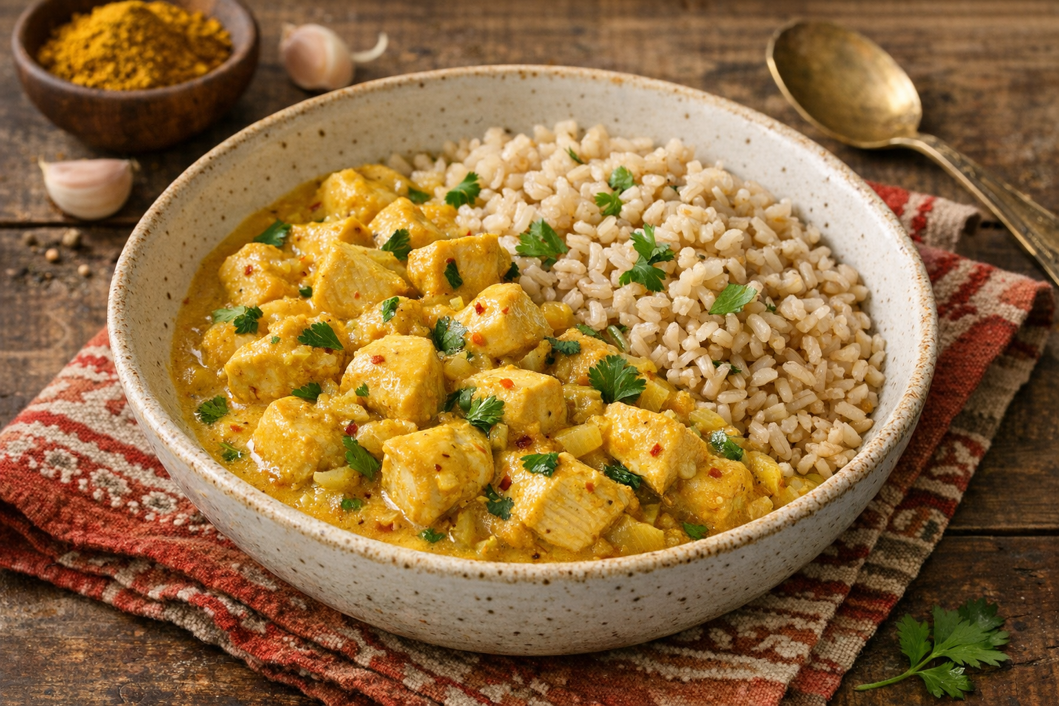 Curried Chicken Stew with Brown Rice