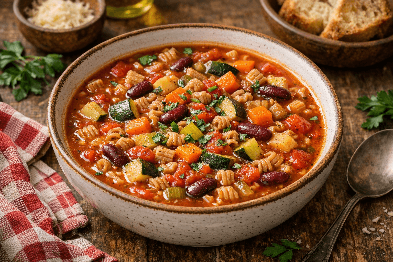 Vegetable Soup with Pasta (Minestrone Style)